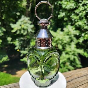 Vintage Avon 1970's Wild Country Green Glass Oil Lantern Bottle - Empty